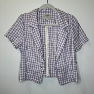 Haute Monde Button-up Blouse with Purple Gingham